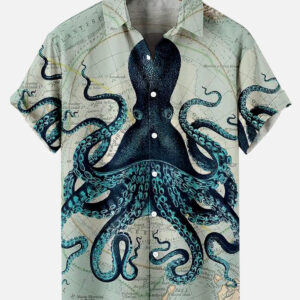 Cthulhu Octopus Dark Fantasy Camp Shirt